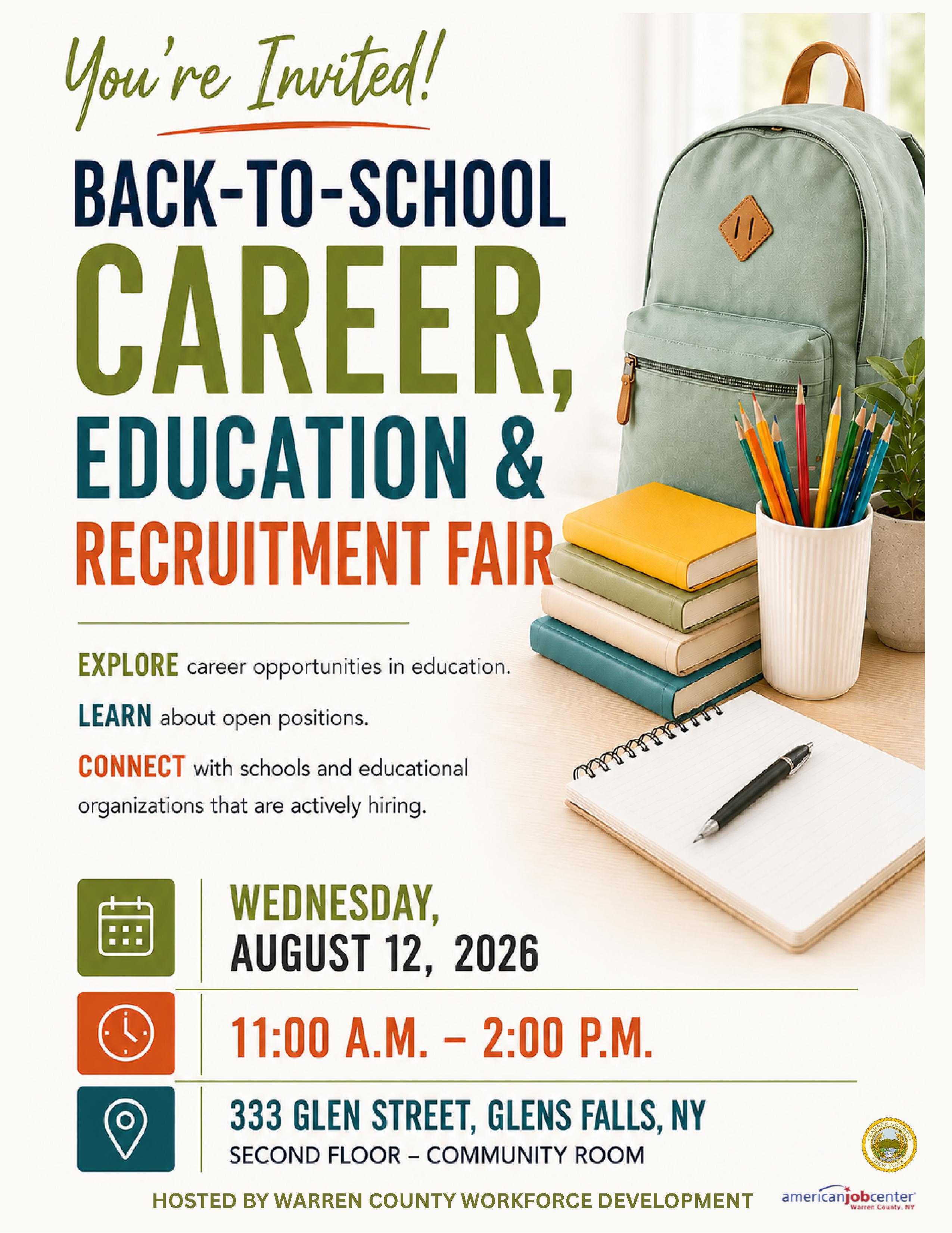 CAREER FAIR IN GLENS FALLS AUGUST 12, 2026