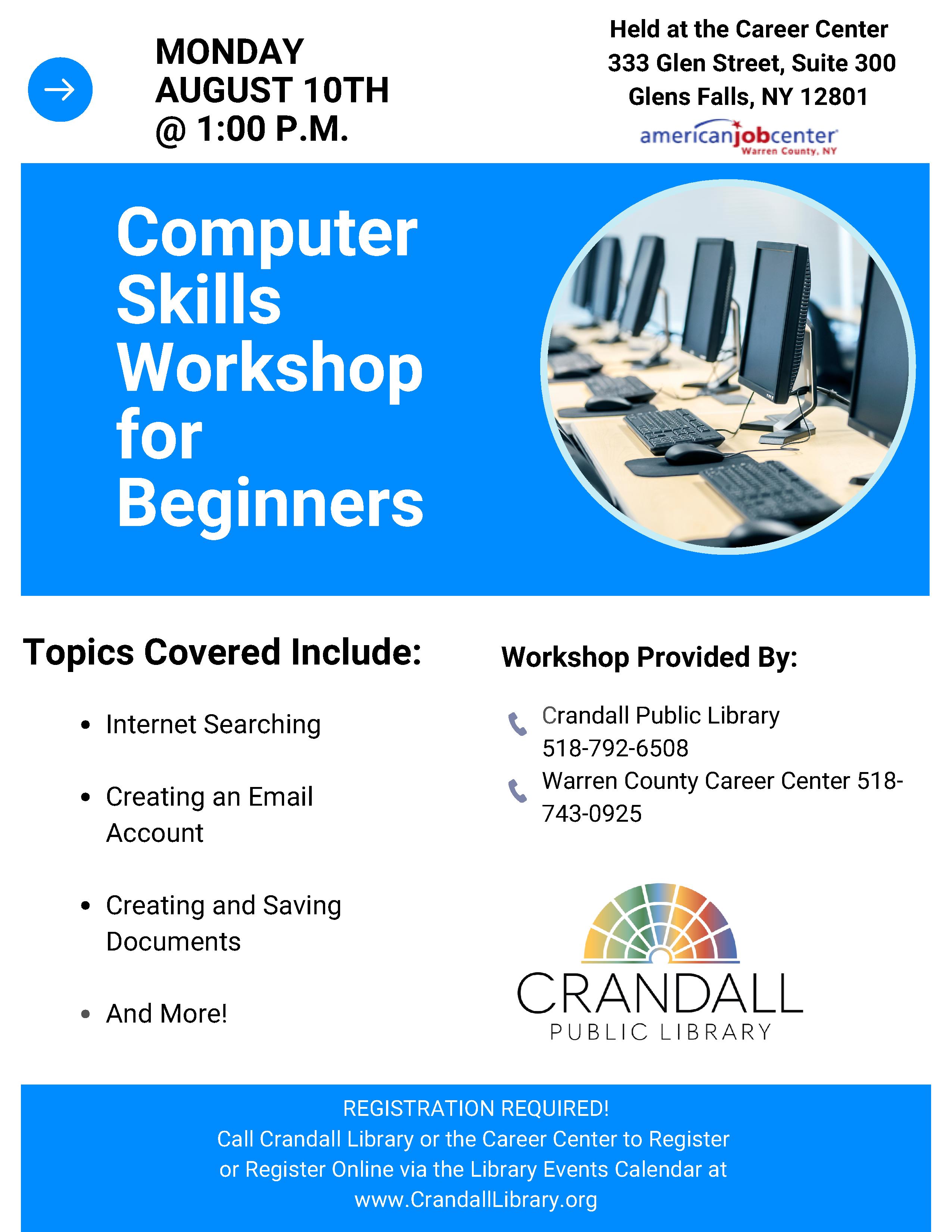 computer skills workshop August 10, 2026