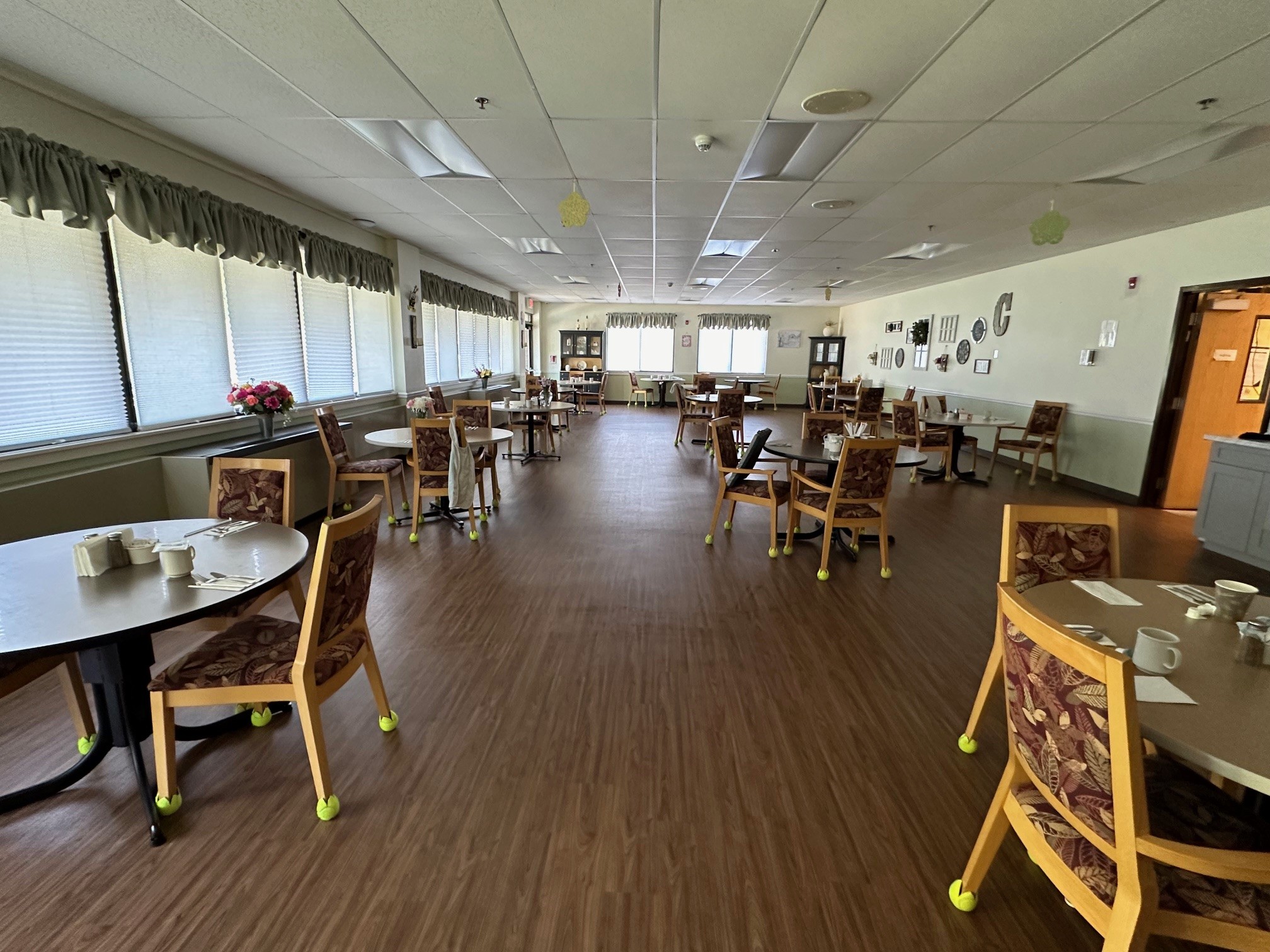 (Pictured is a photo of the renovated dining room).