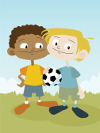 Kids holding soccer ball