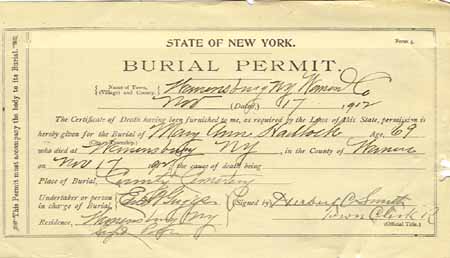 A Sample Burial Permit