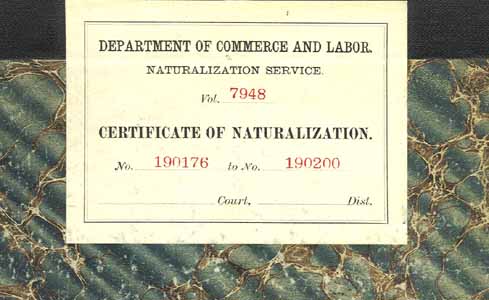 Sample Naturalization Certificate Receipt